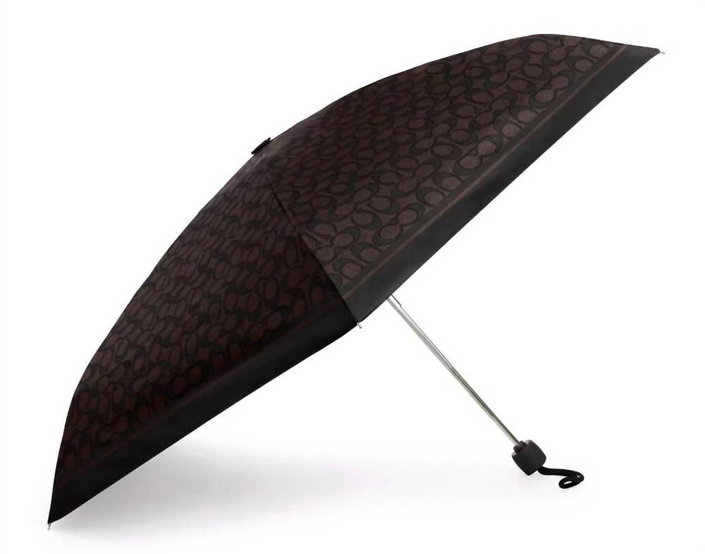 NEW COACH uv signature mini umbrella in walnut black